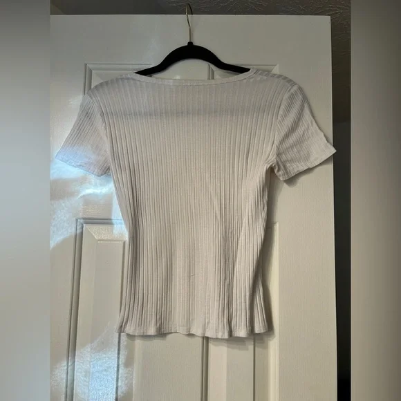 Free People Baby Rib Tee Ivory Sz M - Picture 8 of 8